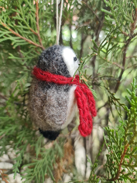 Penny the Penguin, Needle felted with Hanging Thread.