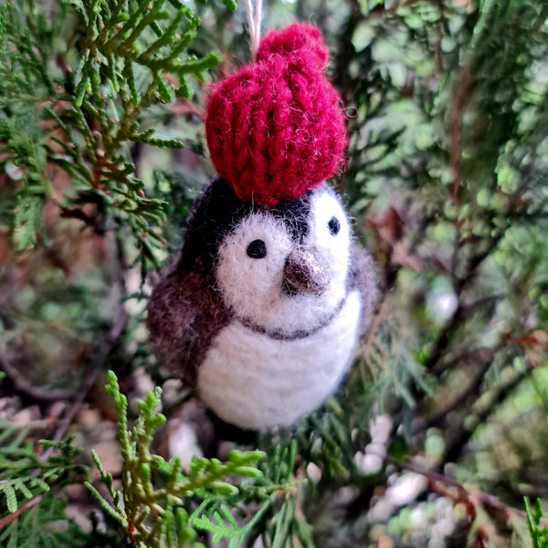 Penny the Penguin, Needle felted with Hanging Thread.