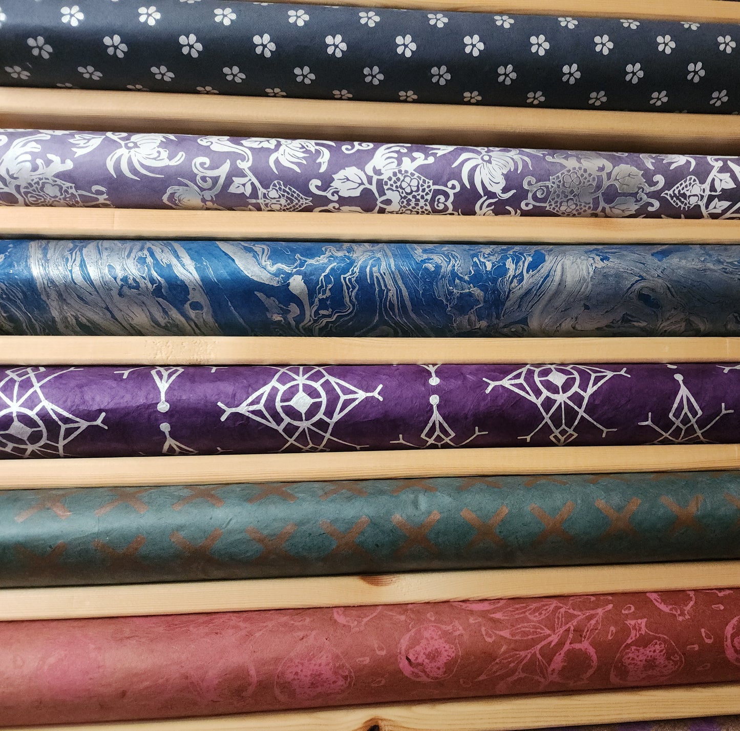 Lokta Paper Bundle - 6 Large Sheets 75 x50cm - Silk Screen Print Mix it Up Collection