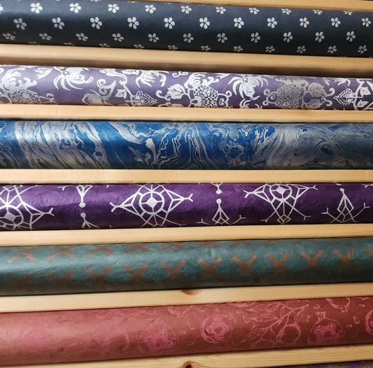 Lokta Paper Bundle - 6 Large Sheets 75 x50cm - Silk Screen Print Mix it Up Collection