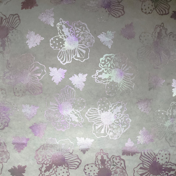 Lokta Paper Bundle - 6 Large Sheets 75 x50cm - Metallic Vines Silk Screen Print Collection