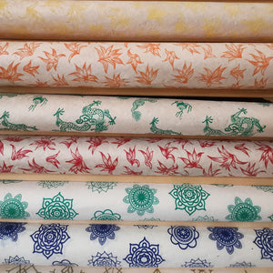 Vintage Lokta Paper Bundle - 8 Large Sheets 75 x50cm -  On Natural Lokta Silk Screen Collection