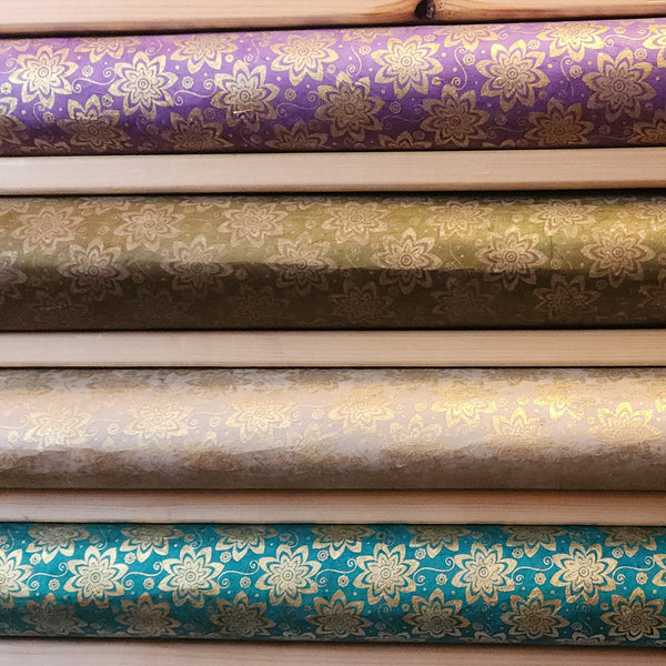 Lokta Paper Bundle - 4 Large Sheets 75 x50cm - Flowers of Gold Silk Screen Collection