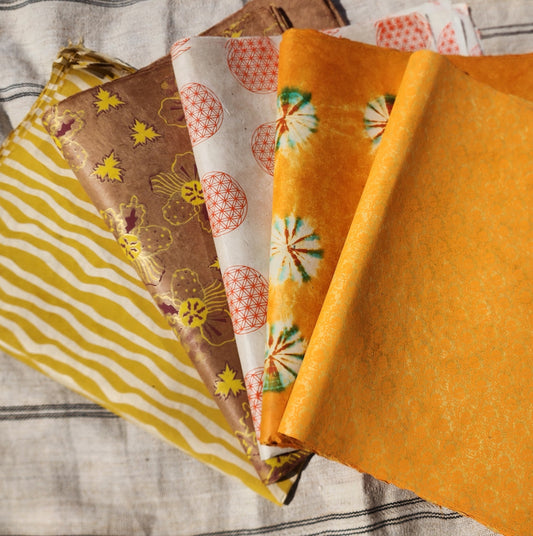 Lokta bundle in Sunshine Silk Screen Collection: Five large sheets.