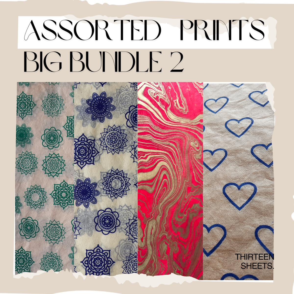 Lokta Paper & Tissue Paper -  Assorted Bundle - 13 Large Sheets