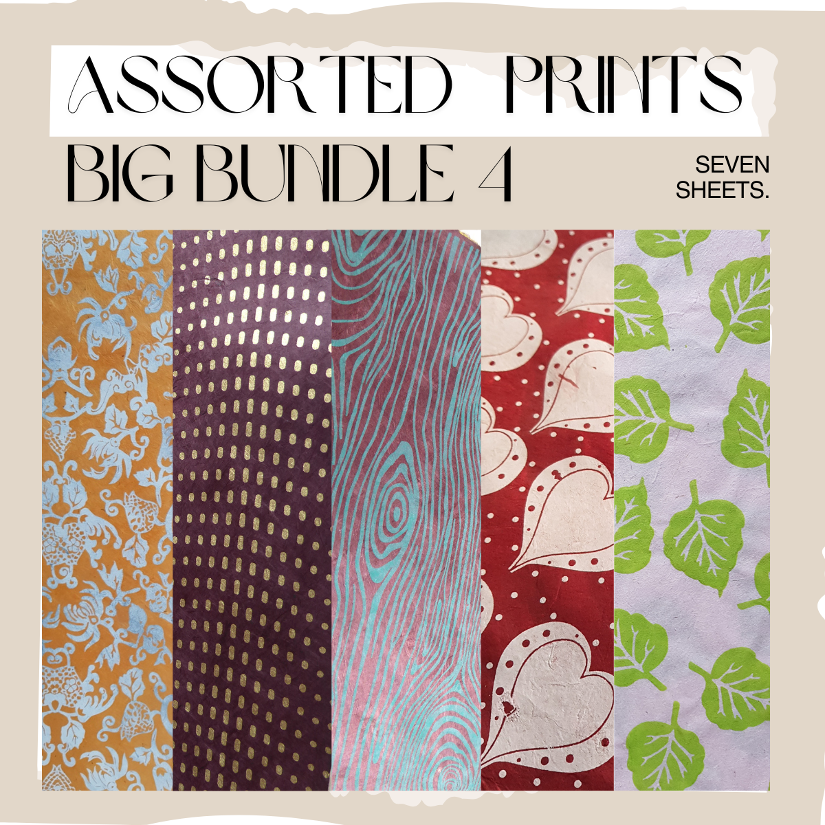 Lokta Paper -  Assorted Bundle (4) - 7 Large Sheets