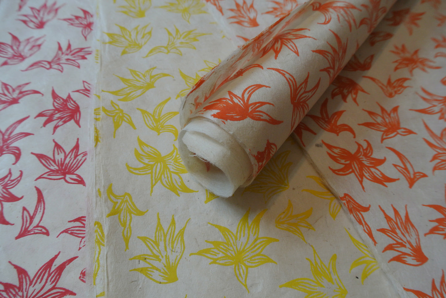 Vintage Lokta Paper Bundle - 8 Large Sheets 75 x50cm -  On Natural Lokta Silk Screen Collection