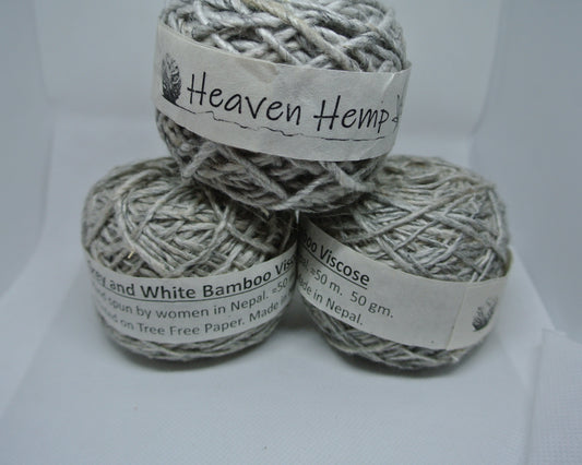 Handspun Bamboo Viscose Yarn - Grey and White - pack of three