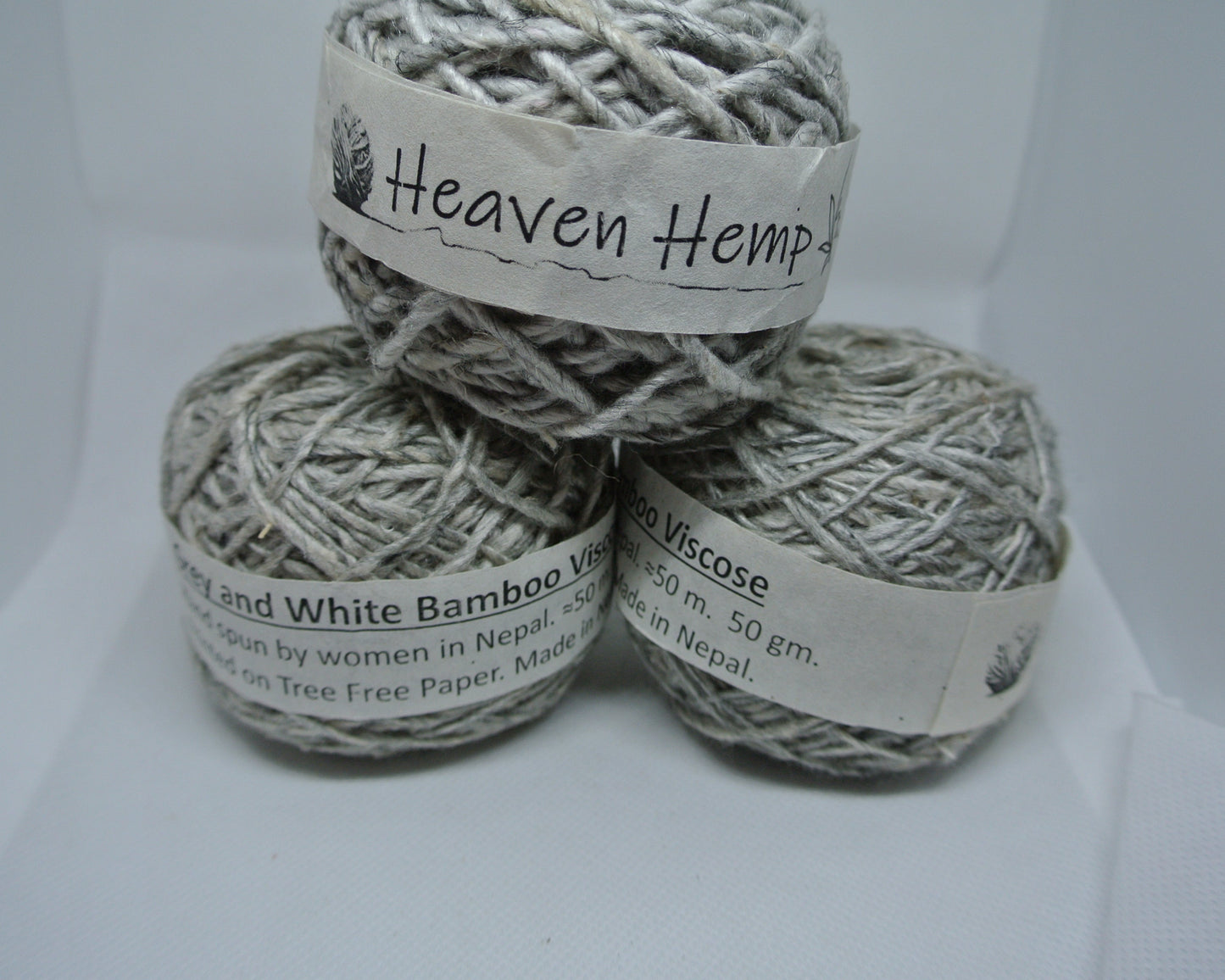 Handspun Bamboo Viscose Yarn - Grey and White - pack of three