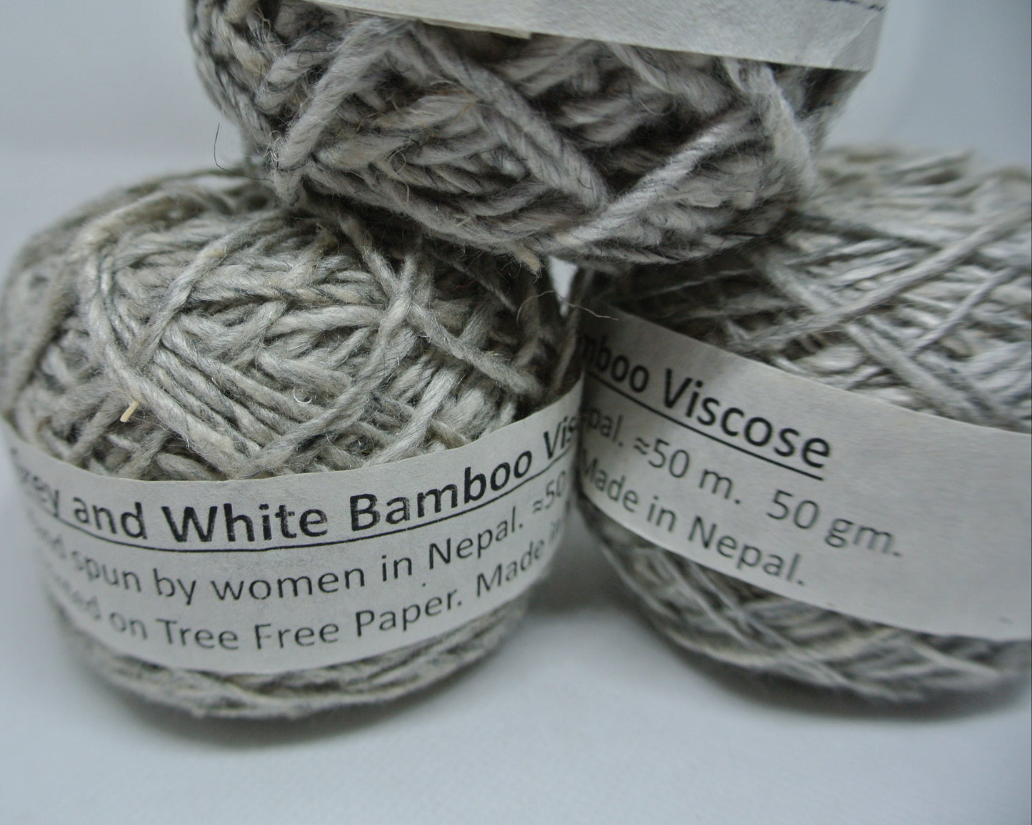 Handspun Bamboo Viscose Yarn - Grey and White - pack of three