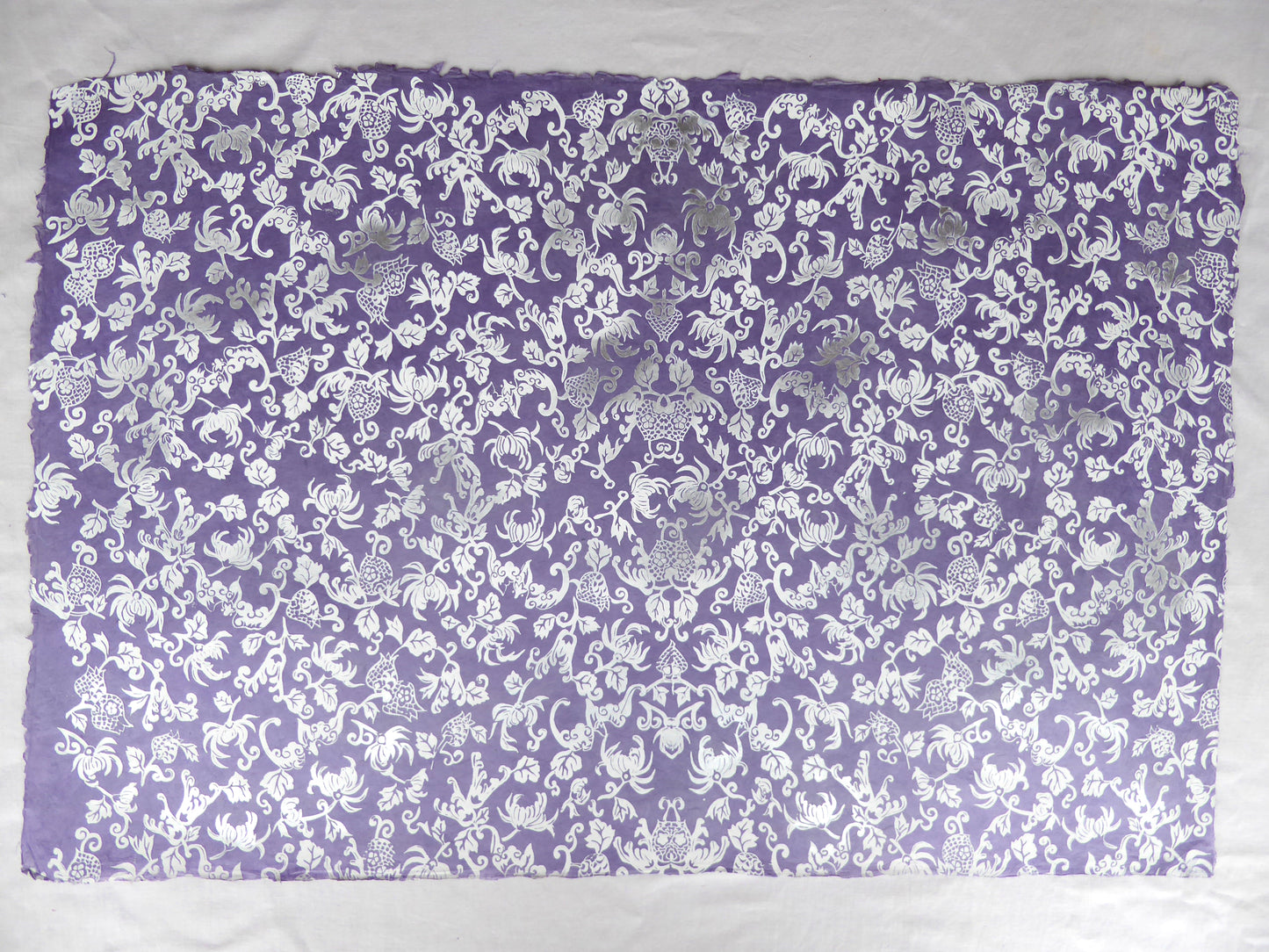 Lokta Paper Bundle - 6 Large Sheets 75 x50cm - Metallic Vines Silk Screen Print Collection