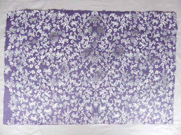 Lokta Paper Bundle - 6 Large Sheets 75 x50cm - Metallic Vines Silk Screen Print Collection