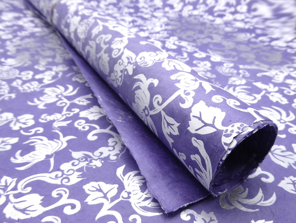 Lokta Paper Bundle - 6 Large Sheets 75 x50cm - Metallic Vines Silk Screen Print Collection