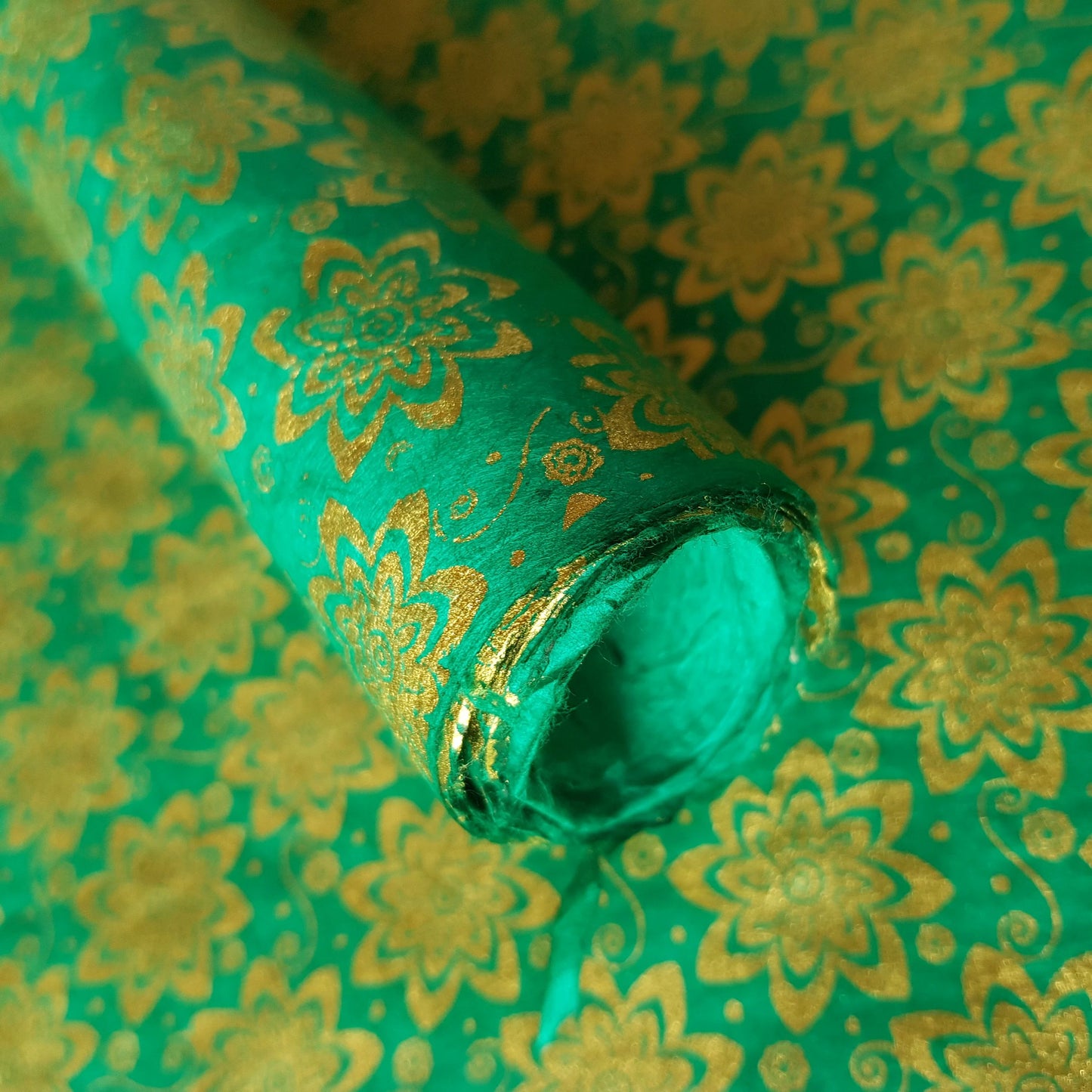 Lokta Paper Bundle - 4 Large Sheets 75 x50cm - Flowers of Gold Silk Screen Collection