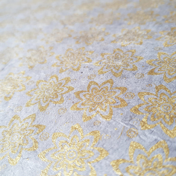 Lokta Paper Bundle - 4 Large Sheets 75 x50cm - Flowers of Gold Silk Screen Collection