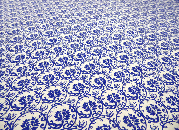 Navy Blue Flower Print on Lokta Paper, Tree Free & Sustainable