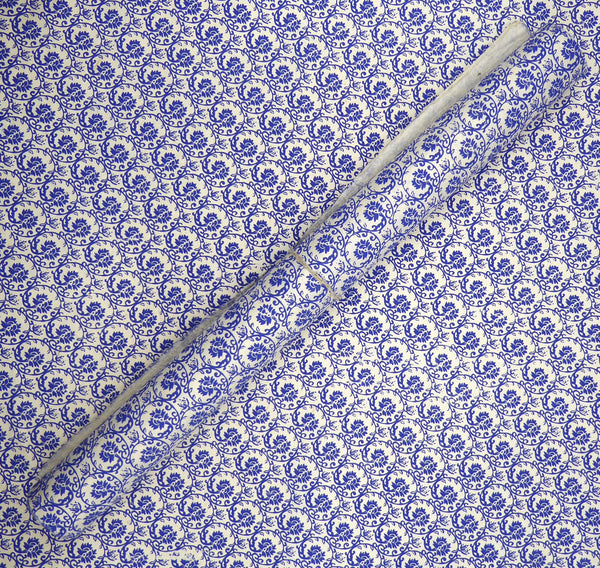 Navy Blue Flower Print on Lokta Paper, Tree Free & Sustainable