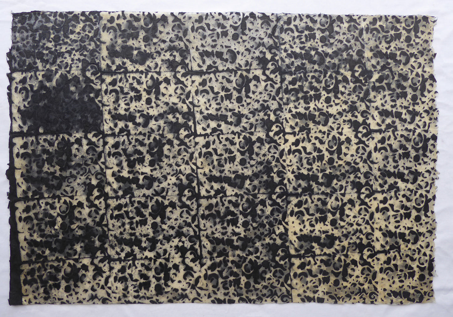 Lokta Paper Bundle - 6 Large Sheets 75 x50cm - Metallic Vines Silk Screen Print Collection