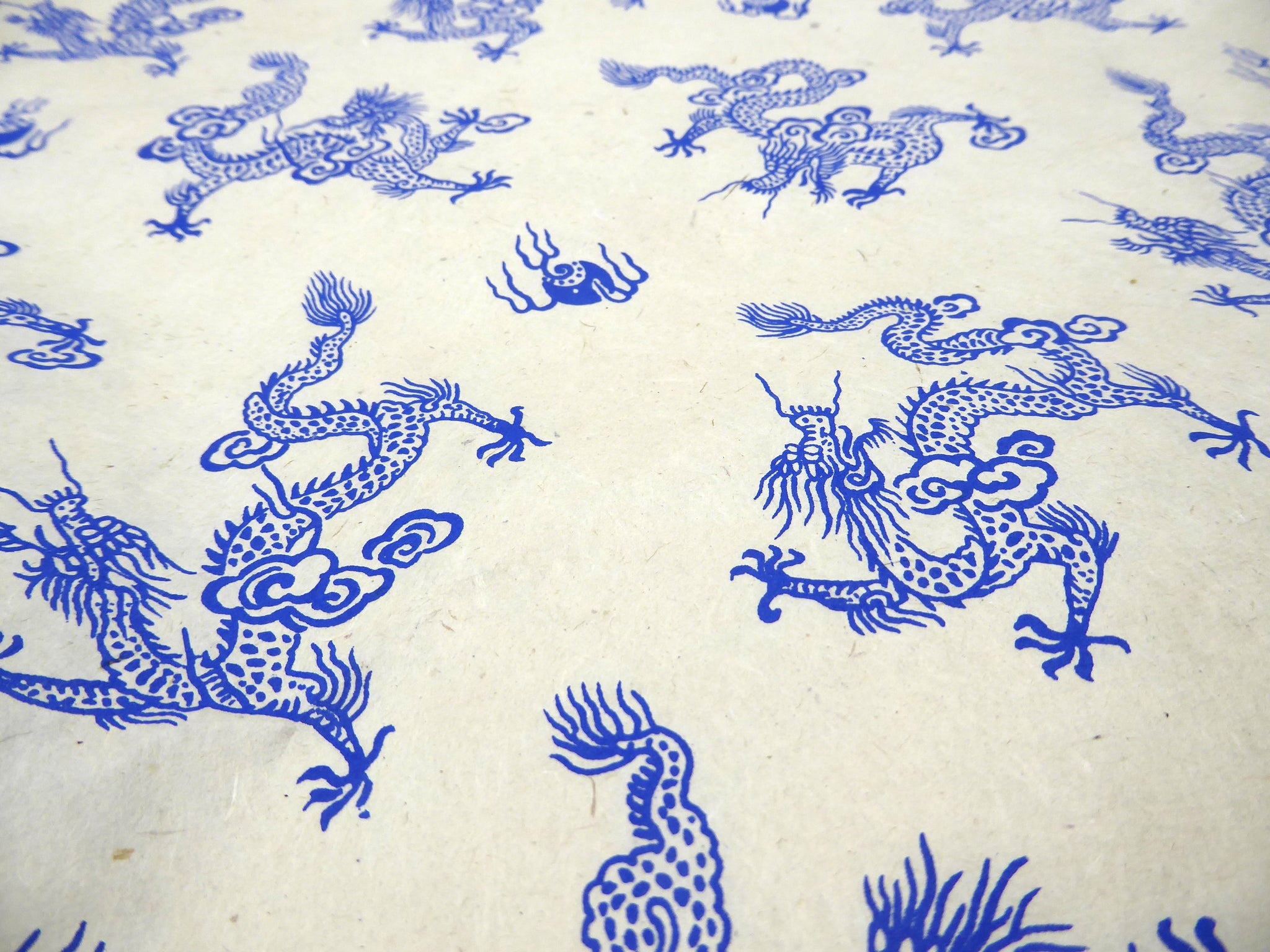 Blue Dragons Print on Lokta Paper, Tree Free & Sustainable