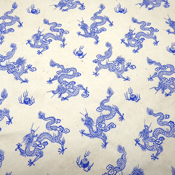 Blue Dragons Print on Lokta Paper, Tree Free & Sustainable
