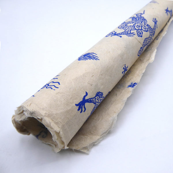 Blue Dragons Print on Lokta Paper, Tree Free & Sustainable