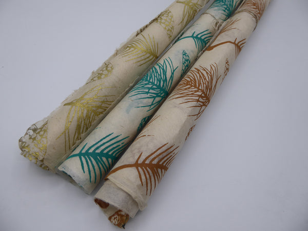 Pine Cones Design Hemp Tissue Paper. Handmade in Nepal