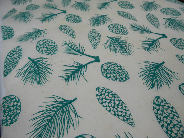 Pine Cones Design Hemp Tissue Paper. Handmade in Nepal