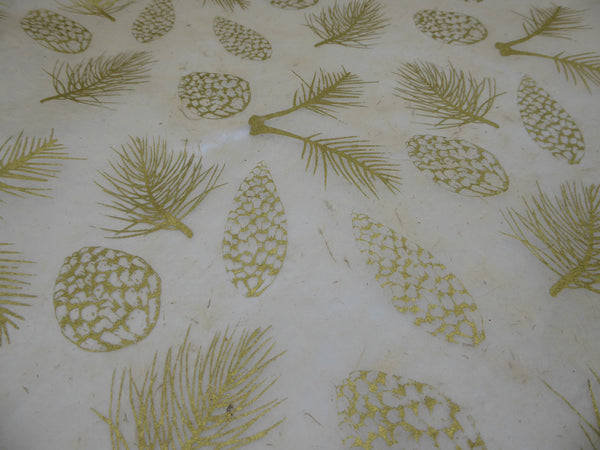 Pine Cones Design Hemp Tissue Paper. Handmade in Nepal