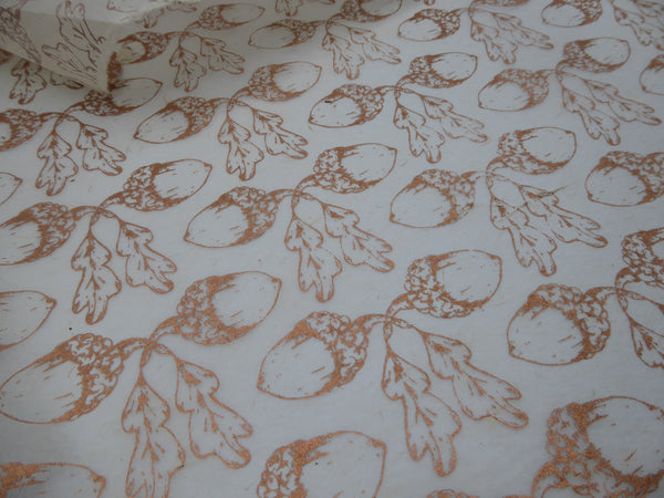 Acorn design Hemp Tissue Paper. Handmade in Nepal