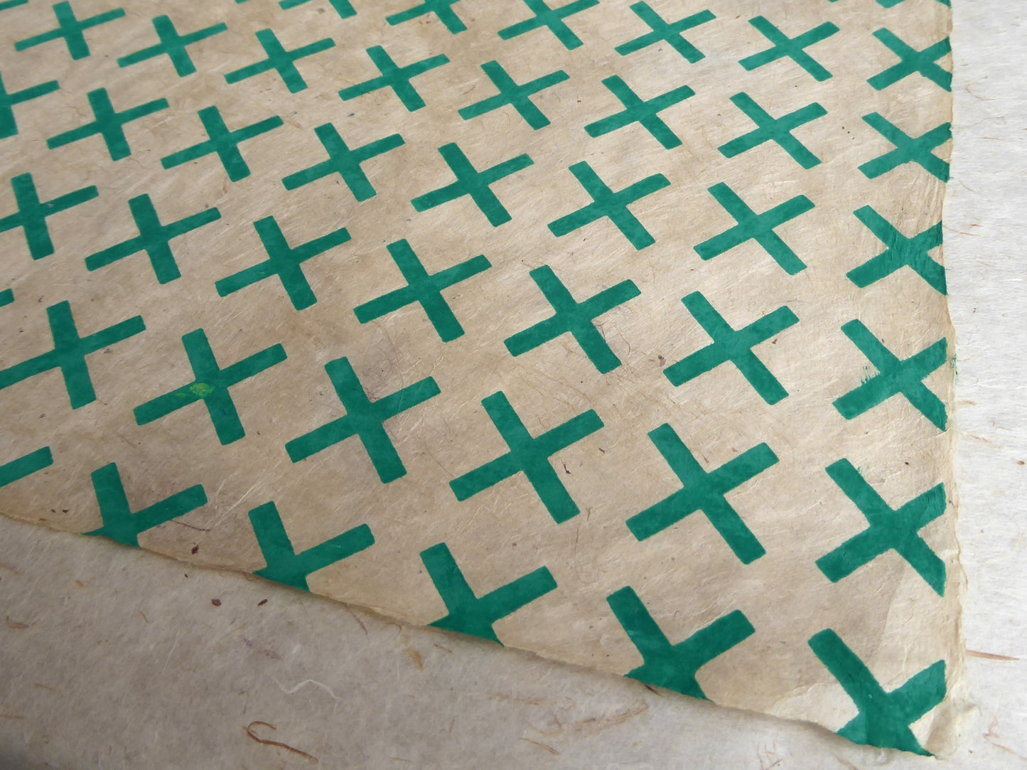 Vintage Lokta Paper Bundle - 5 Large Sheets 75 x50cm -  Green Silk Screen Collection