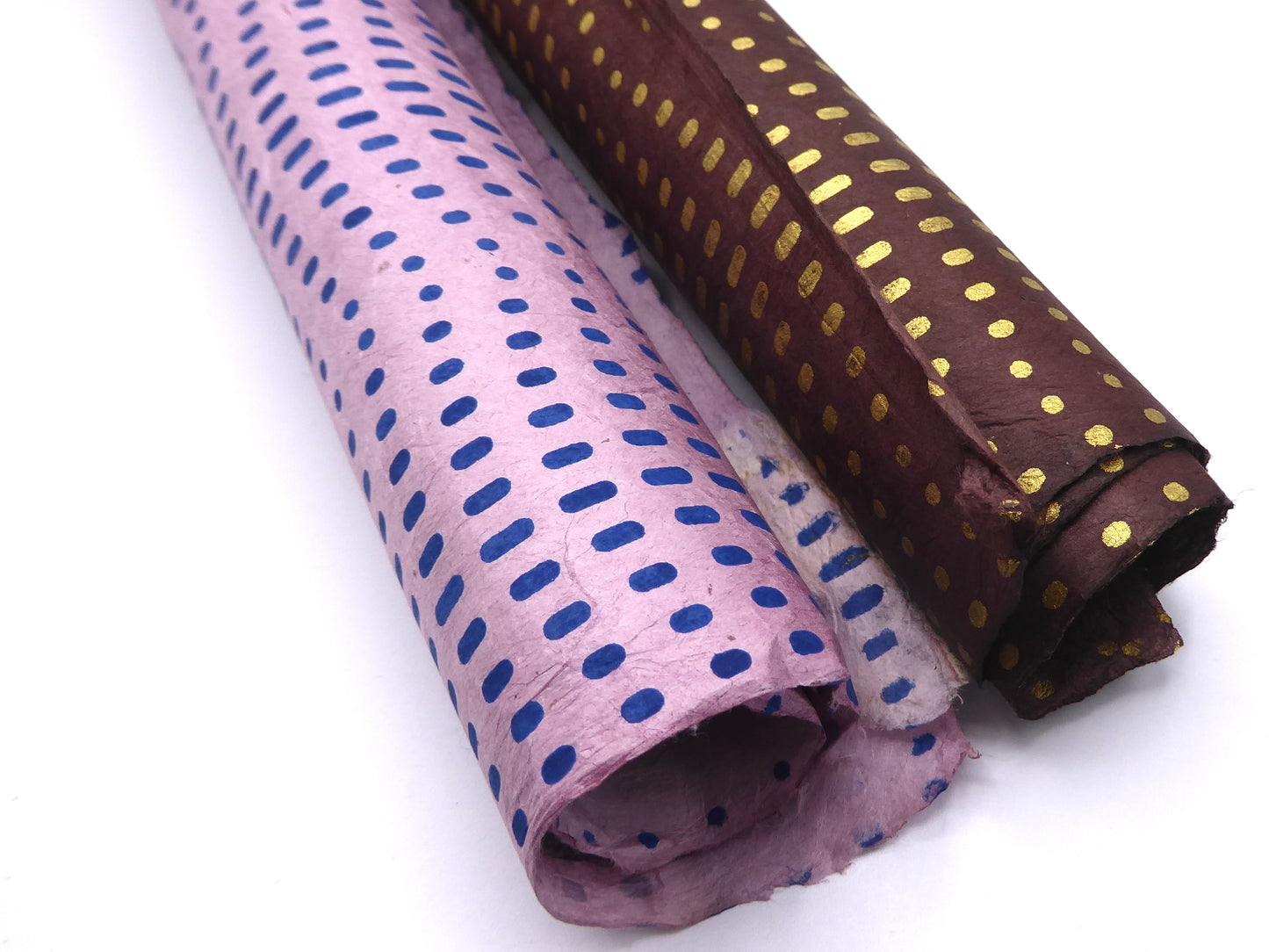 Lokta Paper Bundle - 7 Large Sheets 75 x50cm - Blue and Brown Silk Screen Print Collection