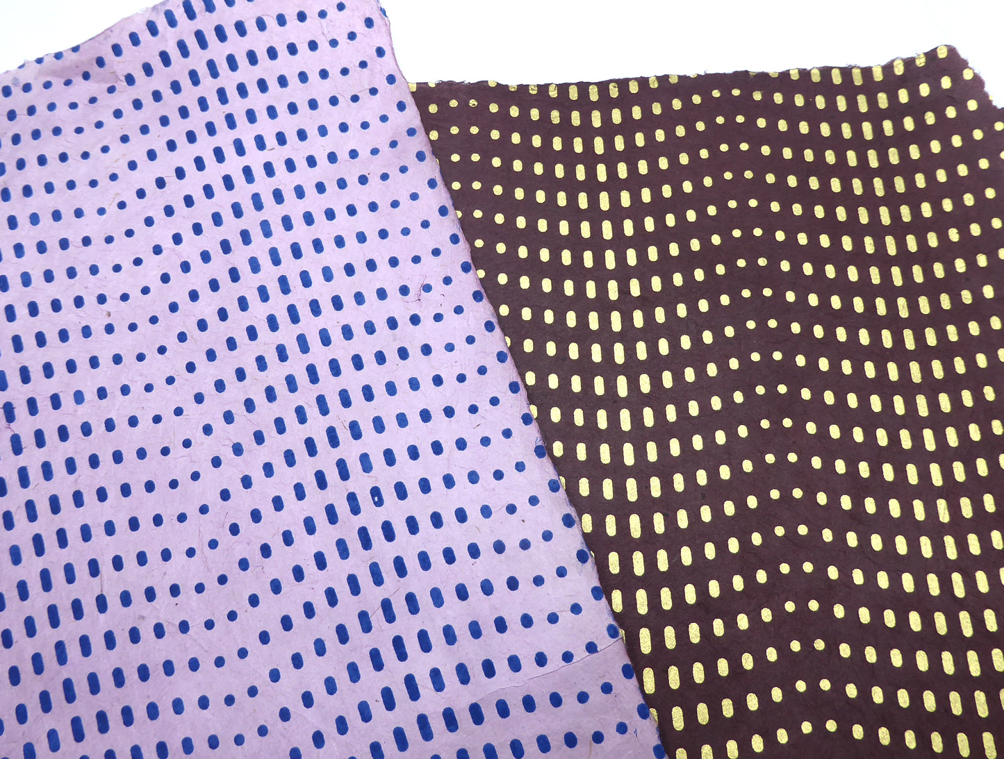 Lokta Paper Bundle - 7 Large Sheets 75 x50cm - Blue and Brown Silk Screen Print Collection