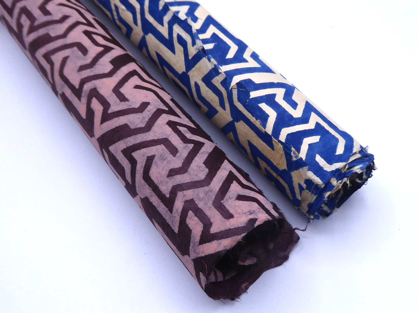 Lokta Paper Bundle - 7 Large Sheets 75 x50cm - Blue and Brown Silk Screen Print Collection