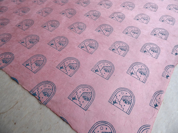 Vintage Lokta Paper Bundle - 6 Large Sheets 75 x50cm - Vintage Metallic and Matte Silk Screen Print Collection
