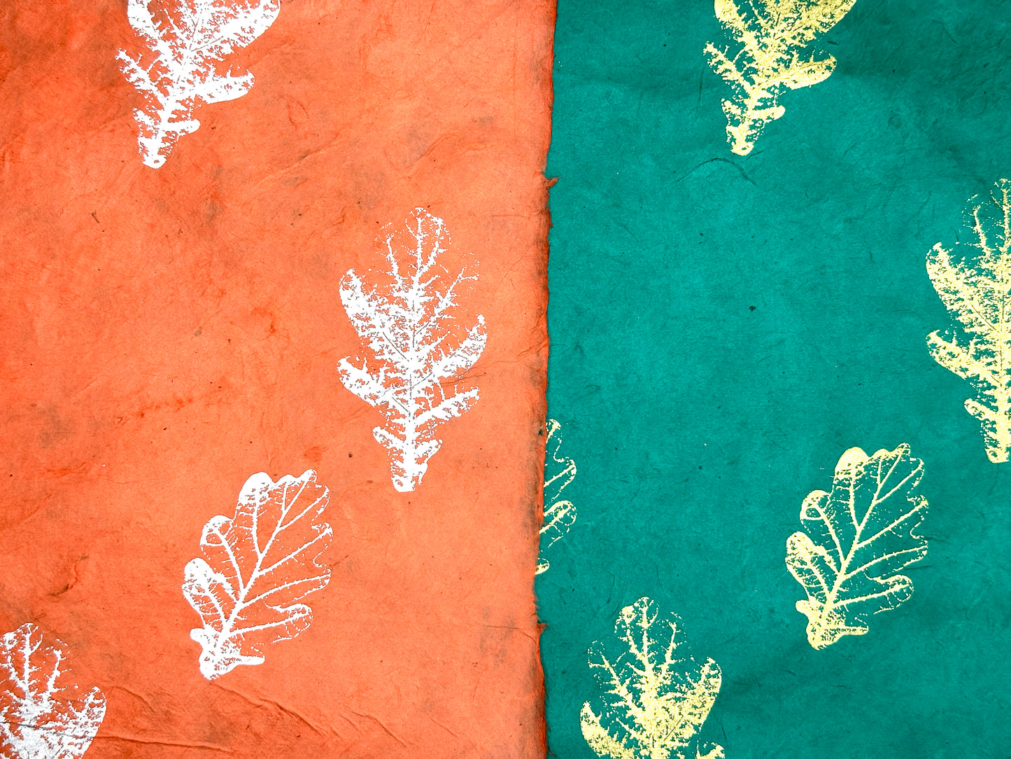 Vintage Lokta Paper Bundle - 6 Large Sheets 75 x50cm - Vintage Metallic Silk Screen Print Collection