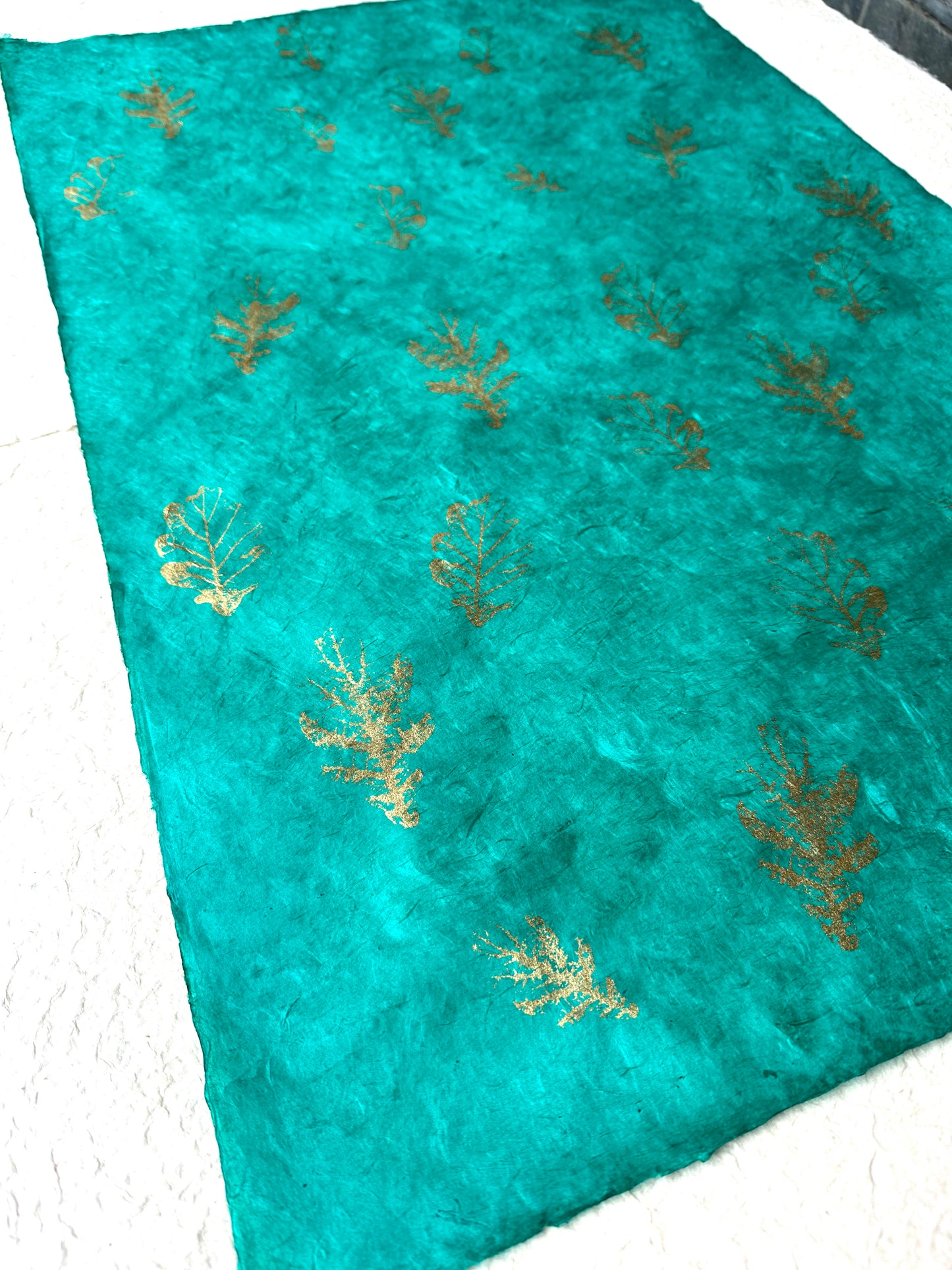 Vintage Lokta Paper Bundle - 6 Large Sheets 75 x50cm - Vintage Metallic Silk Screen Print Collection