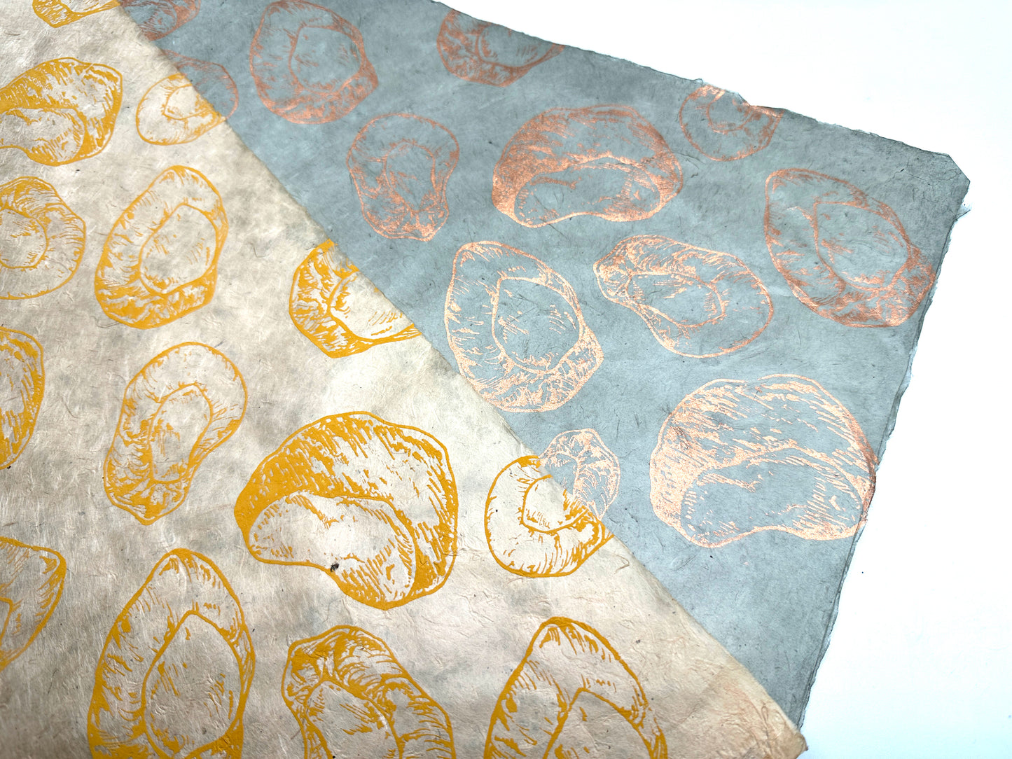 Vintage Lokta Paper Bundle - 5 Large Sheets 75 x50cm - Silk Screen Just Nutty Print Collection