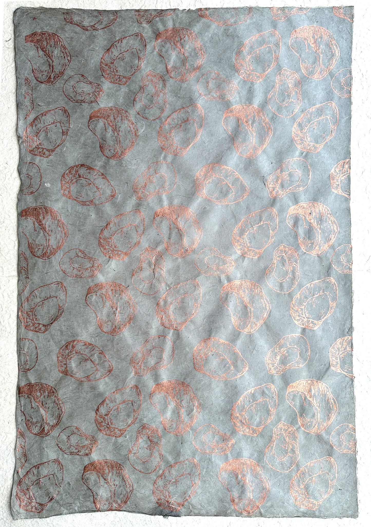 Vintage Lokta Paper Bundle - 5 Large Sheets 75 x50cm - Silk Screen Just Nutty Print Collection