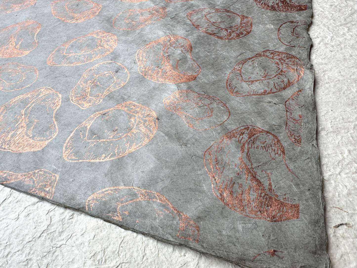 Vintage Lokta Paper Bundle - 5 Large Sheets 75 x50cm - Silk Screen Just Nutty Print Collection