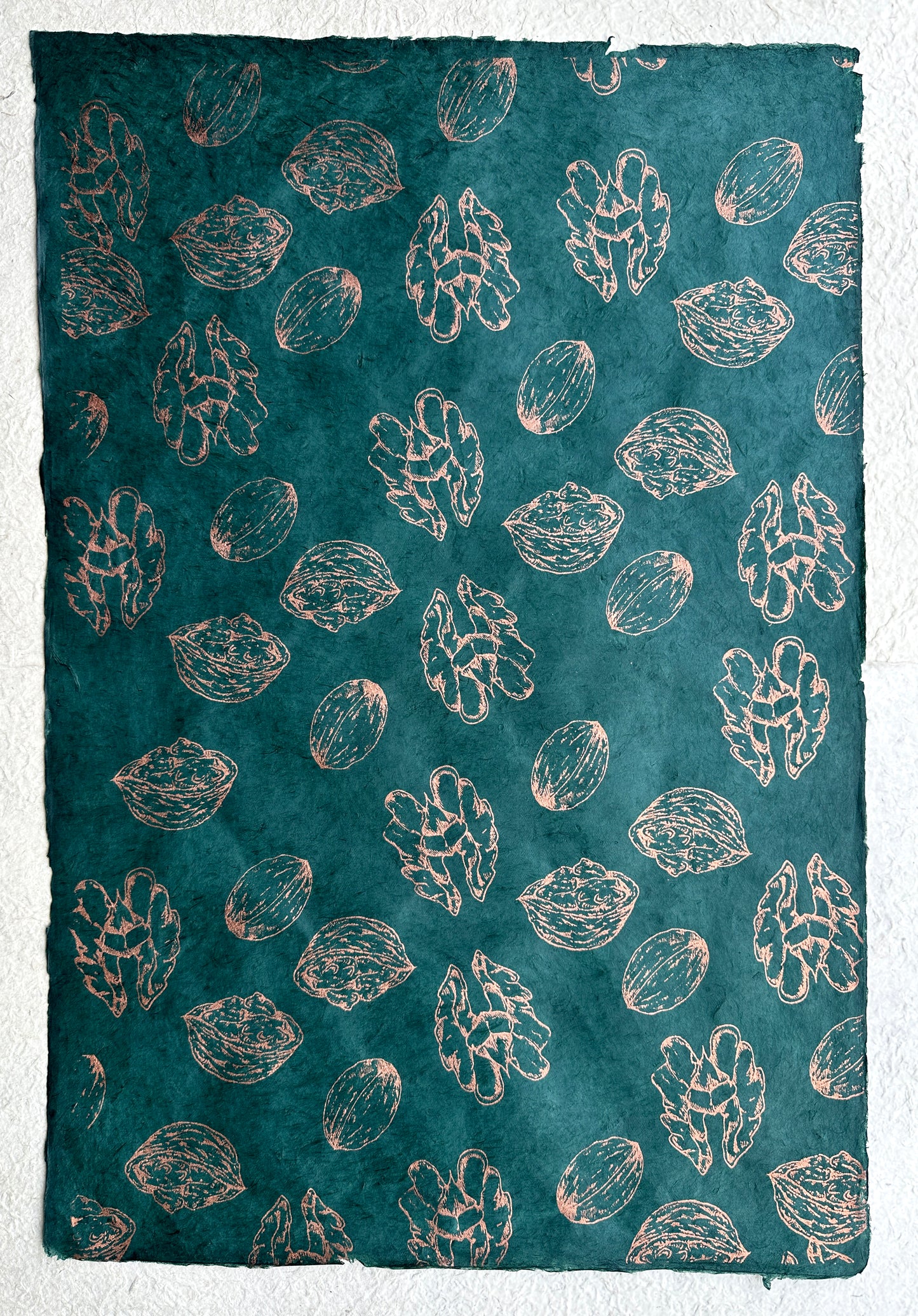 Vintage Lokta Paper Bundle - 5 Large Sheets 75 x50cm - Silk Screen Just Nutty Print Collection