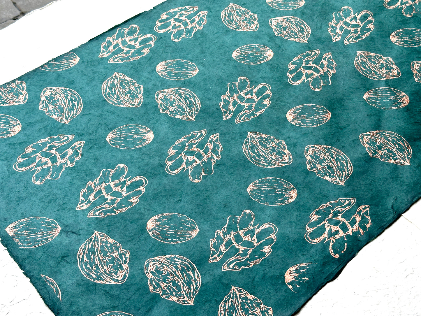 Vintage Lokta Paper Bundle - 5 Large Sheets 75 x50cm - Silk Screen Just Nutty Print Collection