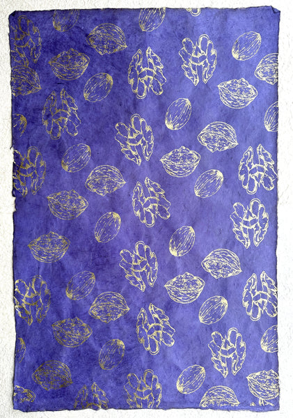 Vintage Lokta Paper Bundle - 5 Large Sheets 75 x50cm - Silk Screen Just Nutty Print Collection