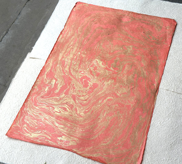 Vintage Lokta Paper Bundle - 6 Large Sheets 75 x50cm - Vintage Metallic Silk Screen Print Collection