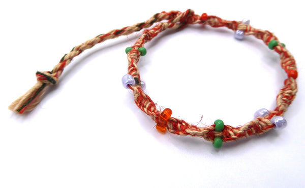 Beaded Linen Bracelet, pack of three.