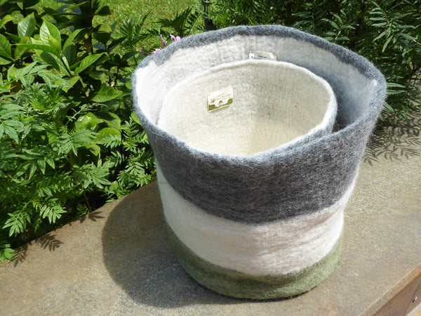 Handmade Woolen Felt Storage Basket/Bin.