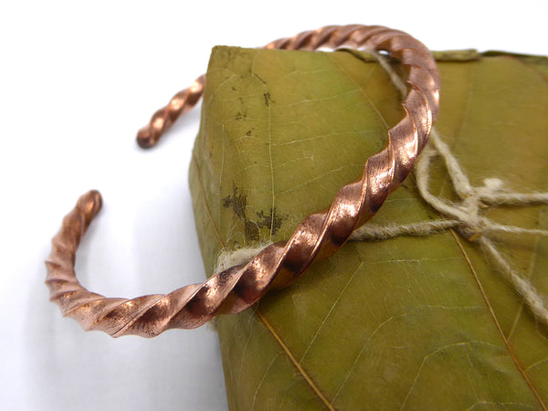 Handmade Pure Copper Bracelet with Twist Design