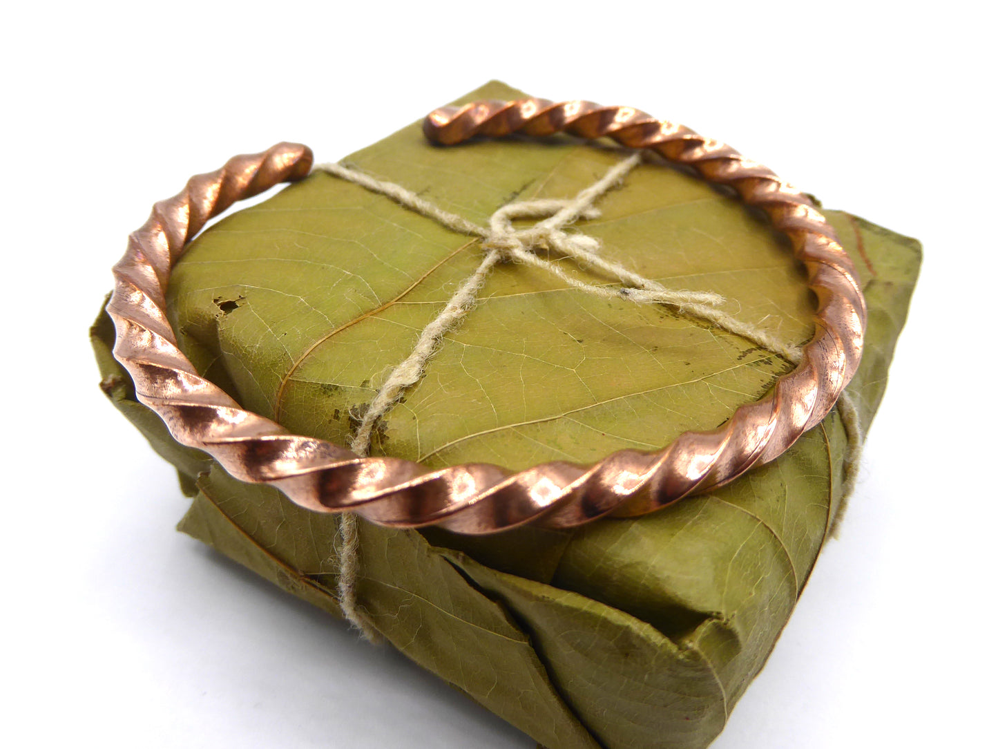 Handmade Pure Copper Bracelet with Twist Design