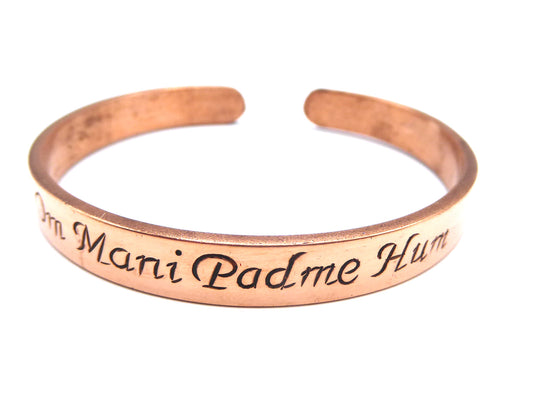 Handmade Pure Copper Bracelet, Om Mani Padme Hum