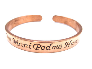 Handmade Pure Copper Bracelet, Om Mani Padme Hum