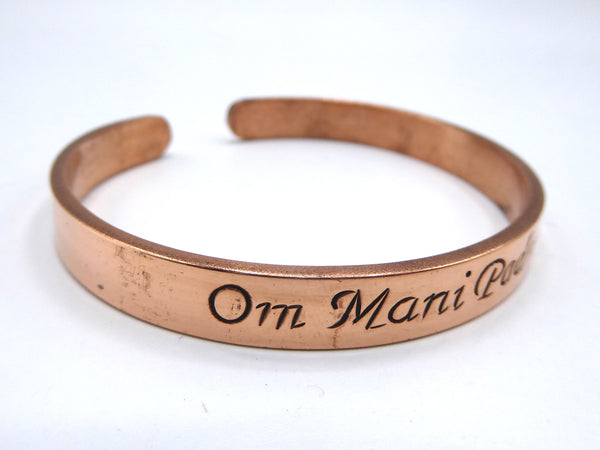 Handmade Pure Copper Bracelet, Om Mani Padme Hum